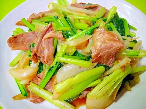 ターサイと豚肉のにんにく醤油炒め